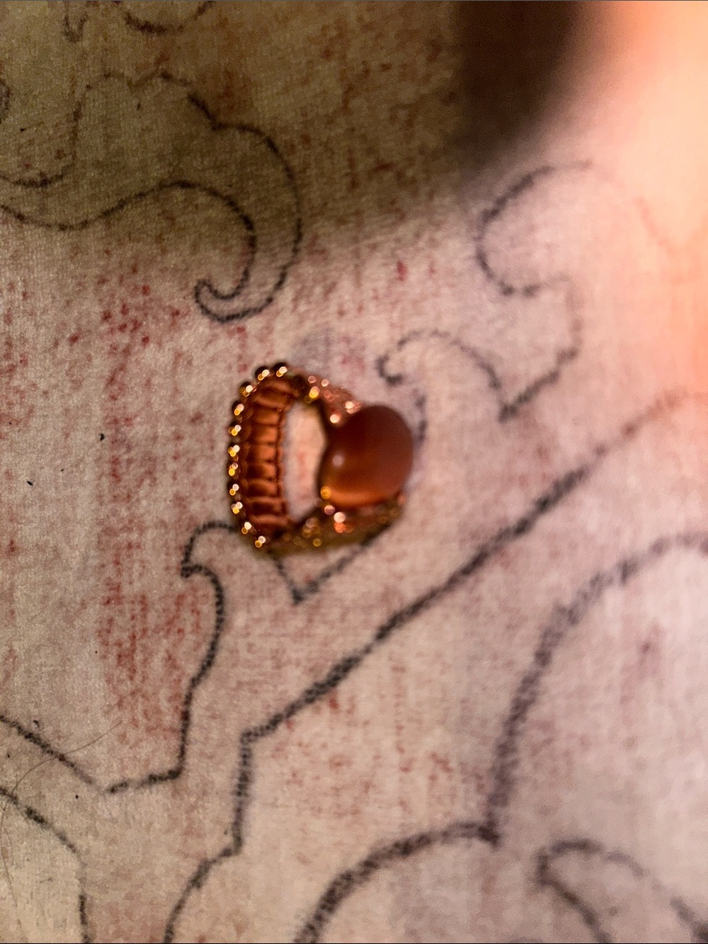 Gold-Tone Women's Ring with Amber Cabochon